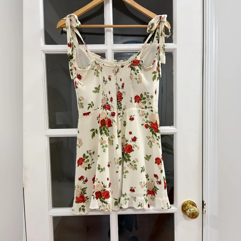 Reformation Floral Tie Strap Ruffle Christine Dress In Maureen - Size 12 - Picture 3 of 8